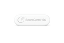 A white, oval label with the text "ScentCerts® 50" is displayed against a soft gray background, emphasizing its branding for a scented product.