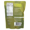 The back of a green packaging for kelp noodles displays nutrition facts, serving suggestions, and preparation instructions, emphasizing low calories and various recipe ideas.