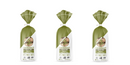 Three packages of Carbonaut gluten-free bagels are displayed, each with a green top and white bottom, featuring the label highlighting 3 grams of protein and a flavor description of seeded herb and garlic.