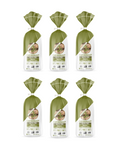 Six bags of Carbonaut gluten-free bagels are neatly arranged, each featuring a green top and a clear front displaying the product name and nutritional information.