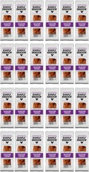 A grid of individually packaged Simply Snackin' Signature Chicken snacks, featuring a protein-rich, gluten-free bar with a purple label, displayed against a plain background.