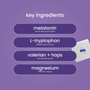PatchAid Sleep Aid Patches with 5-HTP and valerian root for natural sleep support. Key ingredients: .melatonin, L-tryptophan, valerian + hops, and magnesium, each with a brief description of their sleep support benefits.