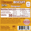 ThinSlim Foods Biscuit label with Nutrition Facts, ingredients, and storage instructions.