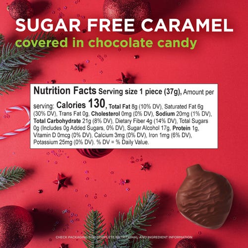 Russell Stover Sugar Free Chocolate Candy Christmas Ornament, 1.3 oz