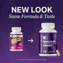Two bottles of ProCare Health bariatric multivitamins are shown side by side, with the left bottle labeled "Bariatric Multivitamins Special 45" and the right labeled "Special-45," highlighting a new look.