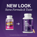 Two bottles of ProCare Health dietary supplements are shown side by side, one labeled "Bariatric Multivitamins Iron Free" and the other "Core Iron Free," highlighting a new look while maintaining the same formula and taste.