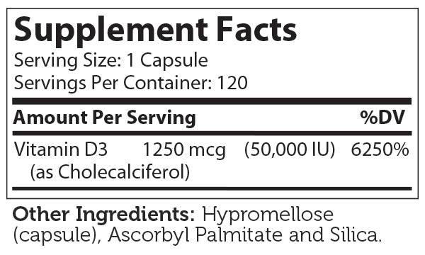 Vitamin D3 Kosher Capsules 50,000 IU by Zahler
