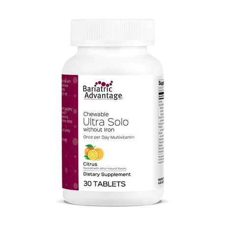 Bariatric Advantage Ultra Solo multivitamínico masticable "Uno al día" sin hierro - 30 Comprimidos