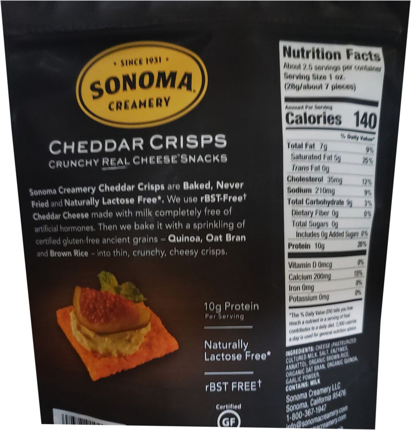Sonoma Creamery Cheddar Crisps 2.25 oz 
