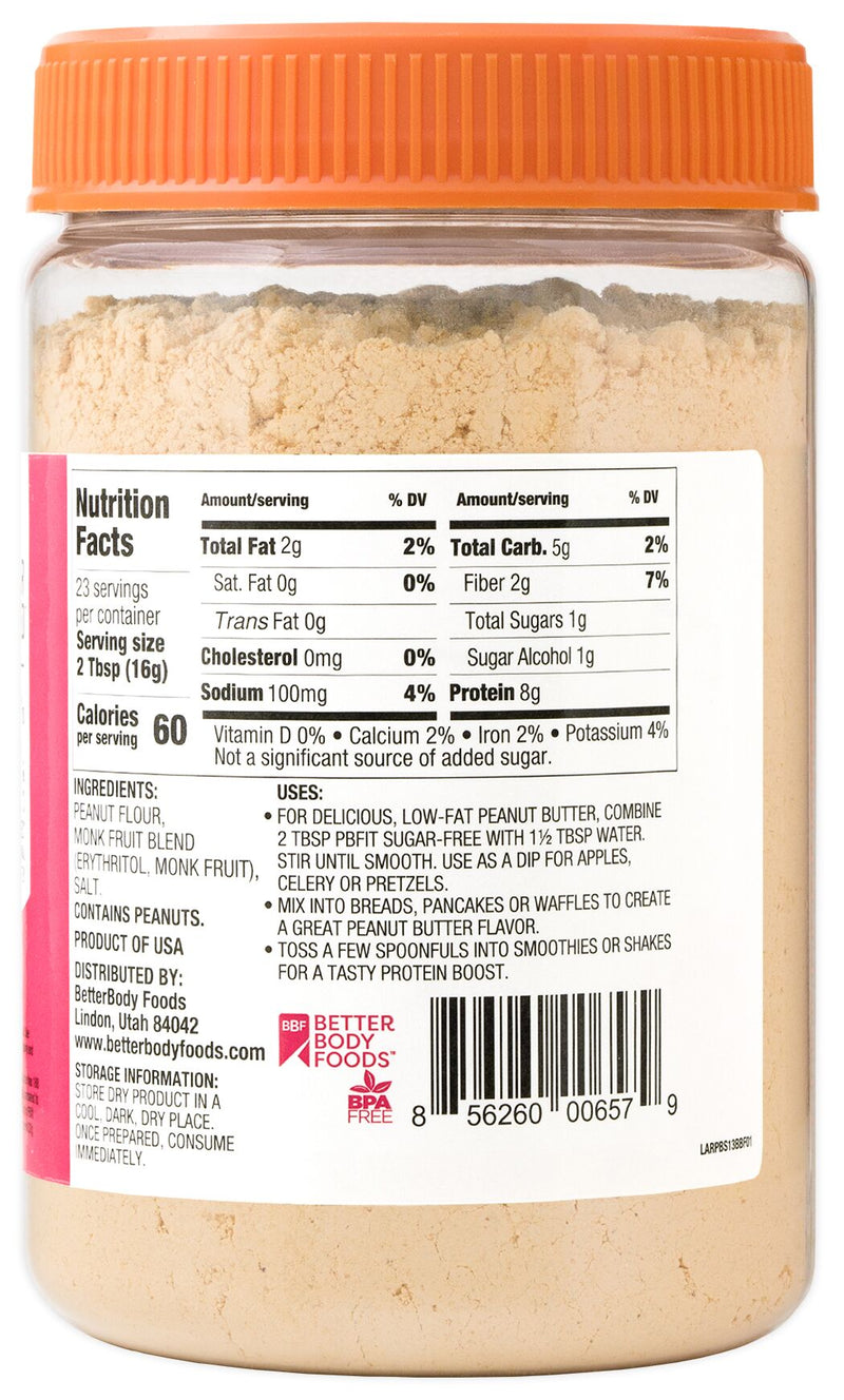 BetterBody Foods PB Fit Sugar-Free Peanut Butter Powder (13oz) 