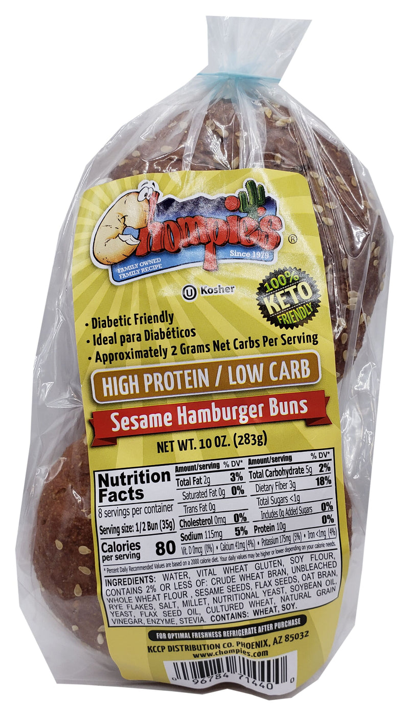 Chompies Low Carb High Protein Hamburger Buns