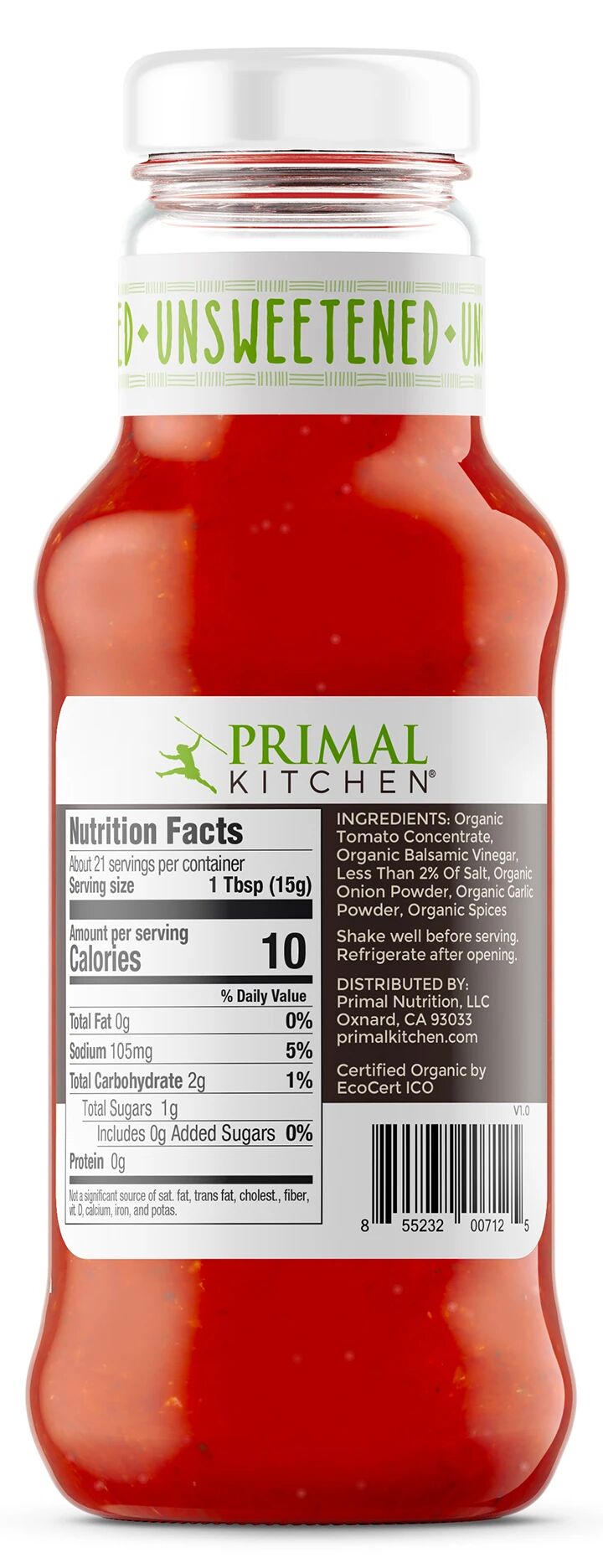 Primal Kitchen Unsweetened Ketchup, Organic 11.3 oz
