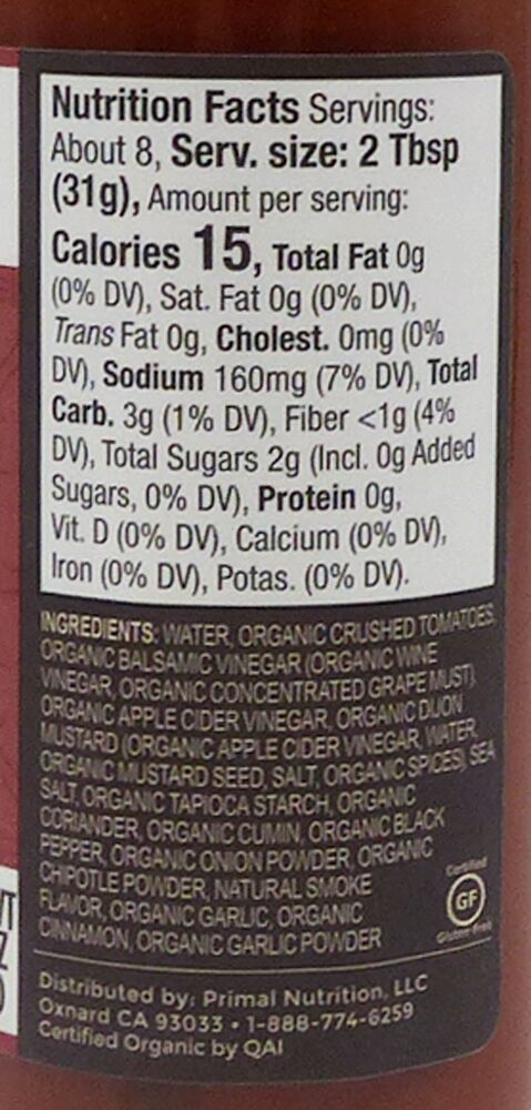 Primal Kitchen Organic and Unsweetened Golden BBQ Sauce, 8.5 Ounce -- 6 per  case