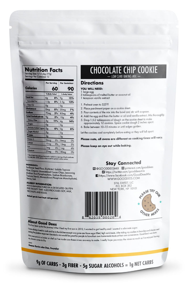 Good Dee's Low Carb Chocolate Chip Cookie Baking Mix 8 oz 