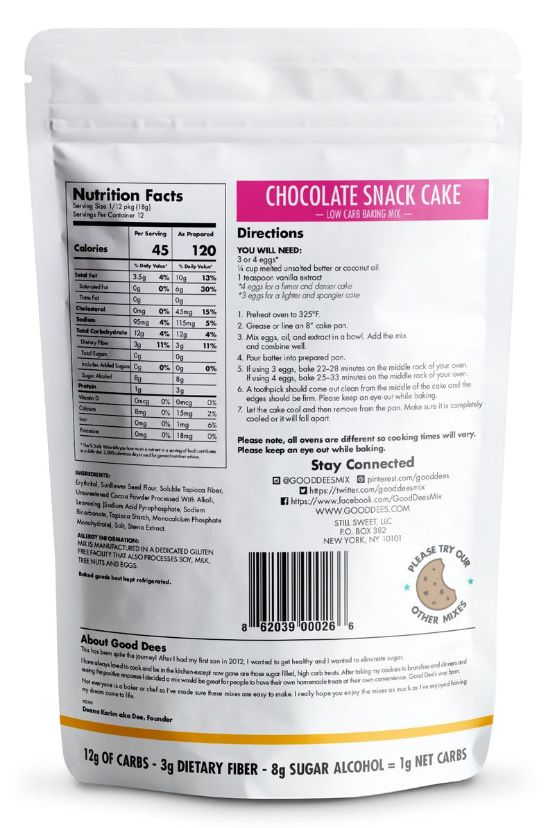 Good Dee's Low Carb Chocolate Snack Cake Mix 7.3 oz 