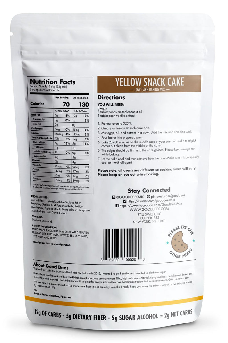 Good Dee's Low Carb Yellow Snack Cake Mix 9.3 oz 