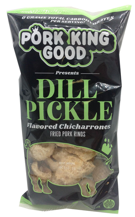 Chicharrones de cerdo fritos Pork King Good, 1.75 oz - Pepino encurtido