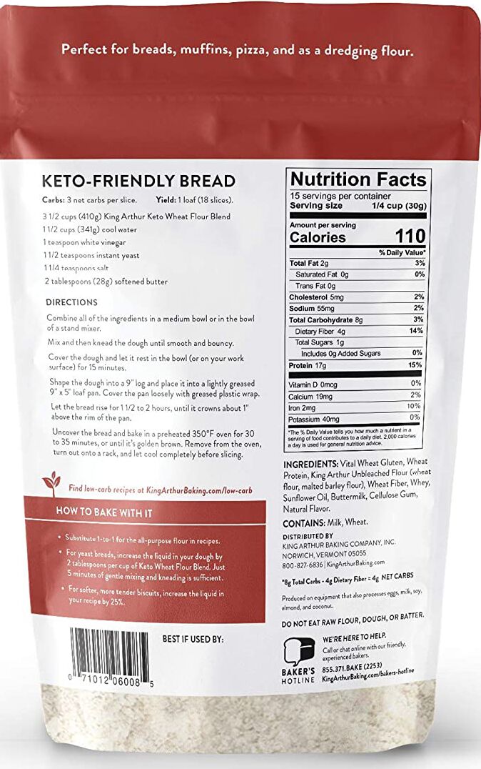 King Arthur Baking Company - Flour Wheat Keto - Case of 4-16 OZ