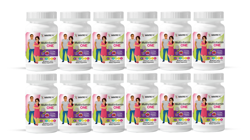 BariatricPal Multivitamin ONE "1 per Day!" Bariatric Multivitamin Chewable & IRON-FREE - Mixed Berry (NEW!) 