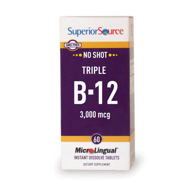 Superior Source No Shot Triple B12 3000 MCG MicroLingual® Instant Dissolve Tablets 