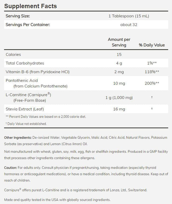 l-carnitine caffeine content NOW Liquid L-Carnitine by NOW