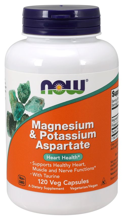 NOW Magnesium & Potassium Aspartate with Taurine 120 veg capsules 