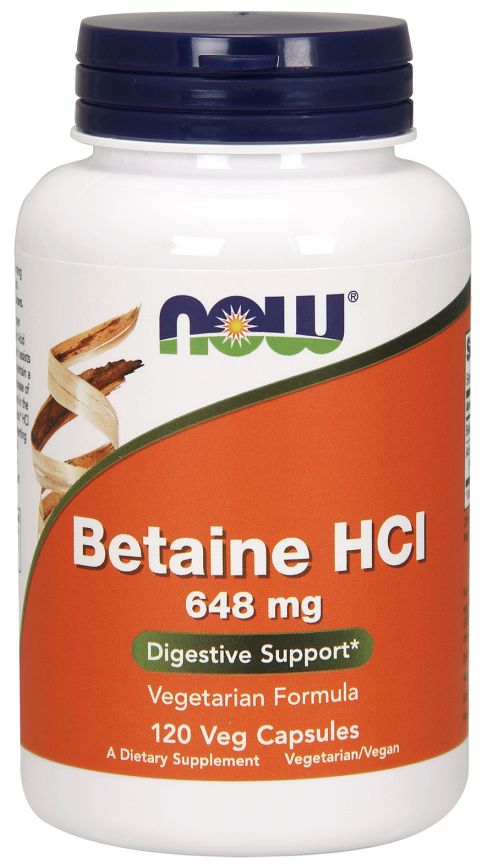 NOW Betaine HCl 120 veg capsules 
