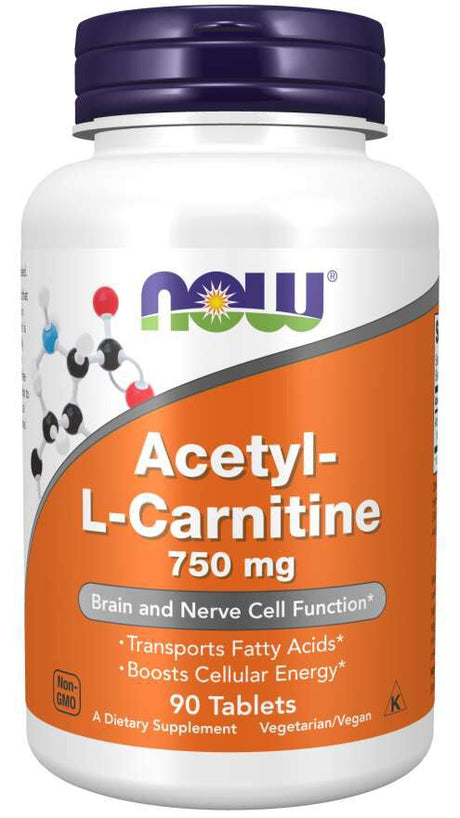NOW Acetyl-L-Carnitine - 750 mg, 90 tablets
