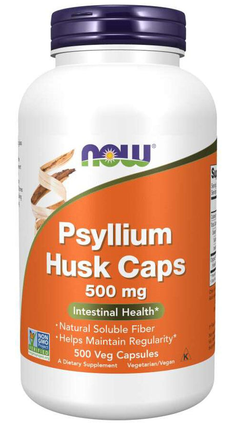 NOW Cápsulas de Cáscara de Psyllium - 500 cápsulas vegetales / 500mg