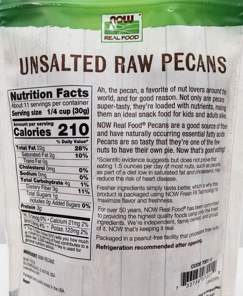 NOW Pecans, Raw Halves and Pieces, Unsalted 12 oz 