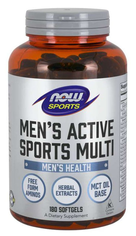 NOW Men's Active Sports Multi, 180 cápsulas blandas (LIQUIDACIÓN: Consumir preferentemente antes del 30 de noviembre de 2026)