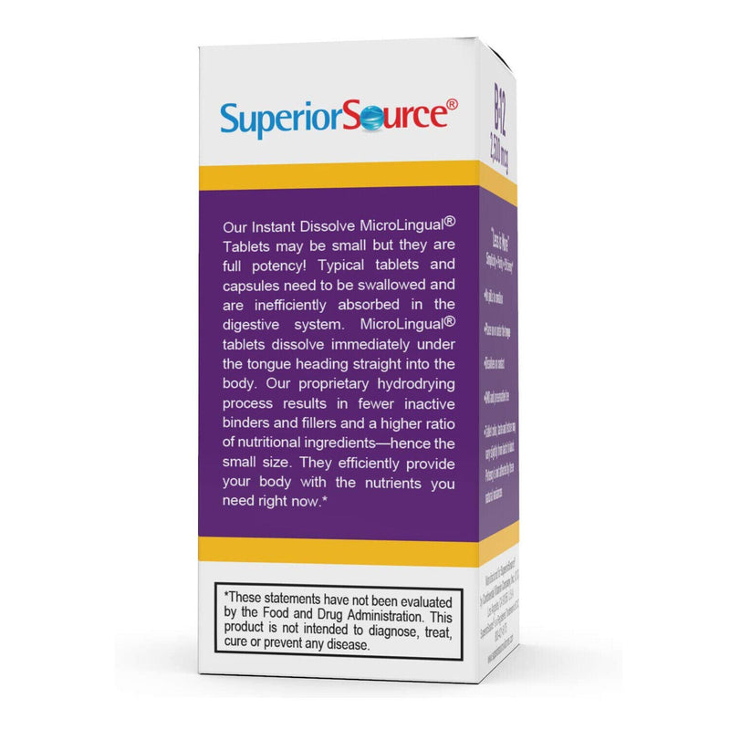 Superior Source No Shot Methylcobalamin B-12 2500 mcg MicroLingual® Instant Dissolve Tablets 