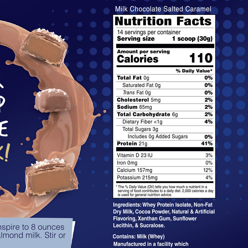 Inspire Milk Chocolate Salted Caramel Protein Powder by Bariatric Eating