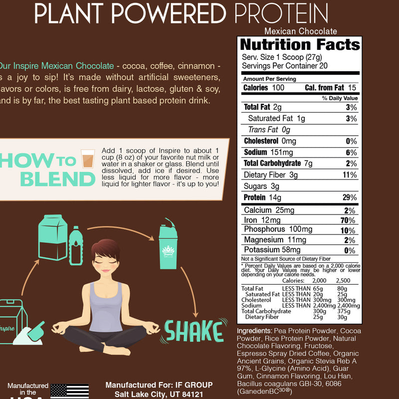 Inspire Mexican Chocolate Plant Based Protein Powder by Bariatric Eating