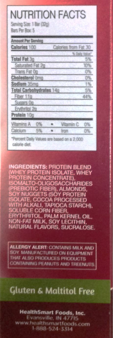 Healthsmart ChocoRite Uncoated Protein Bars, 32g