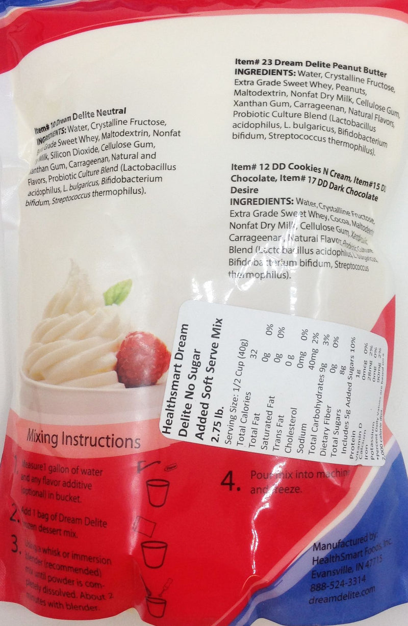 Healthsmart Dream Delite No Sugar Added Soft Serve Mix (2.75lb bag)