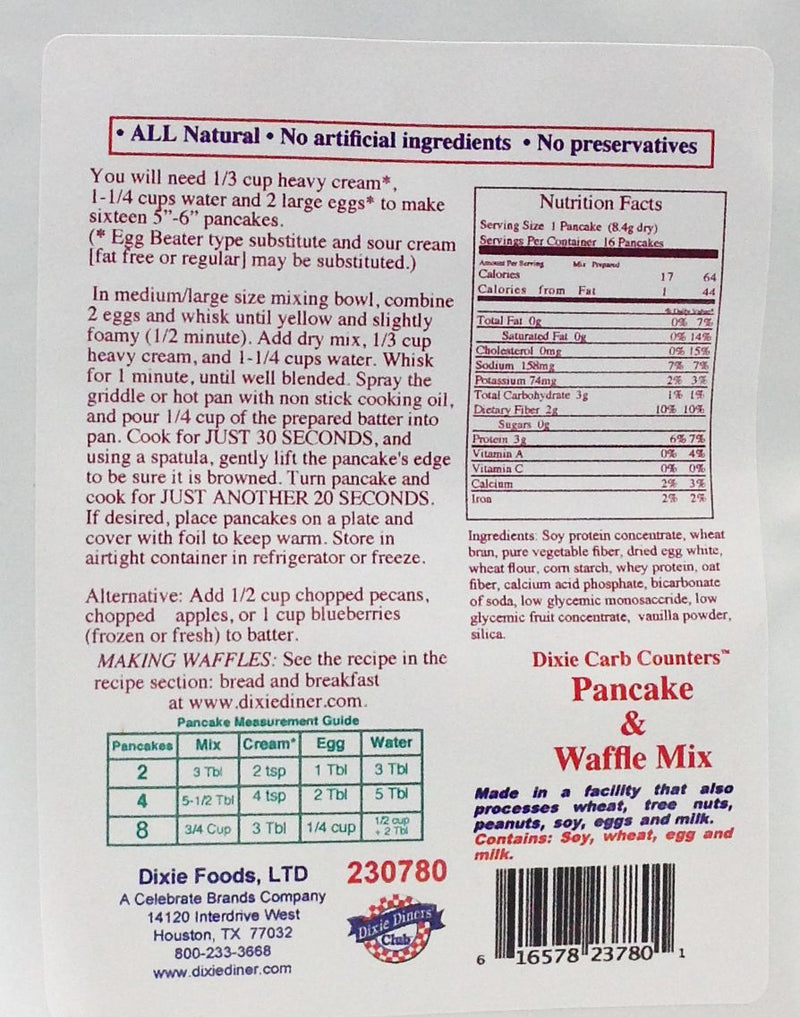Dixie USA Carb Counters Pancake and Waffle Mix