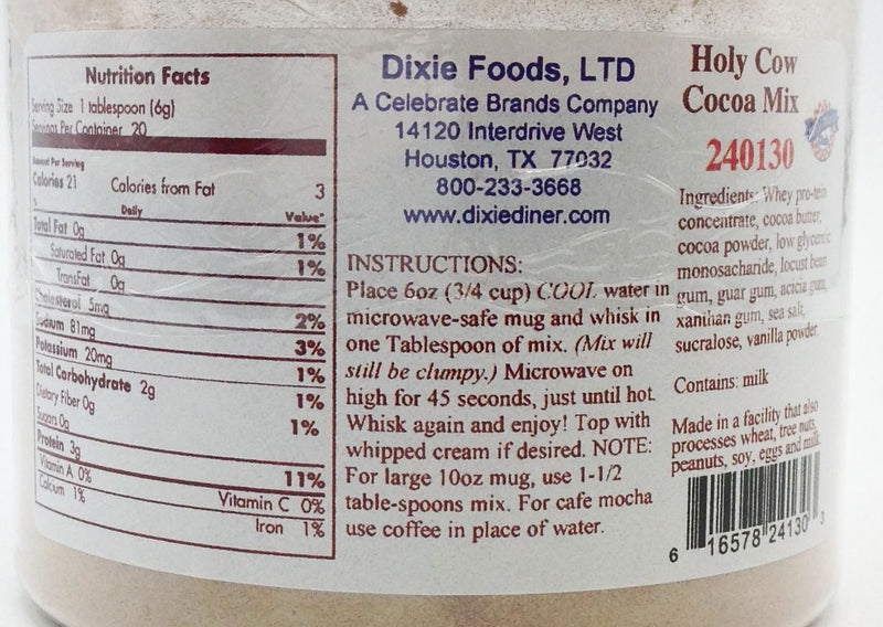 Dixie USA Carb Counters Holy Cow Cocoa Mix 4.3 oz. 