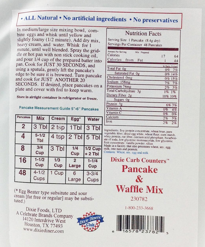 Dixie USA Carb Counters Pancake and Waffle Mix
