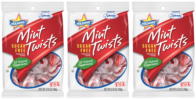 Atkinson's Sugar Free Mint Twists Candy 3.75 oz. bag