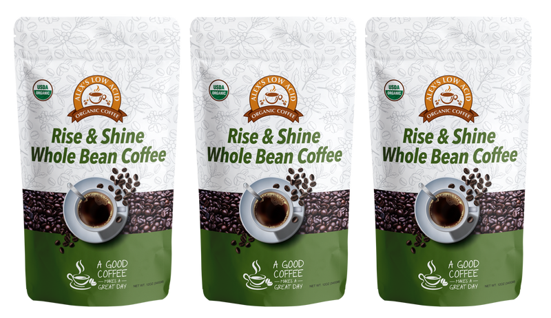 Alex's Low Acid Organic Coffee™ - Rise and Shine Whole Bean (12oz) 