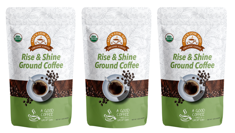 Alex's Low Acid Organic Coffee™ - Rise and Shine Fresh Ground (12oz) 