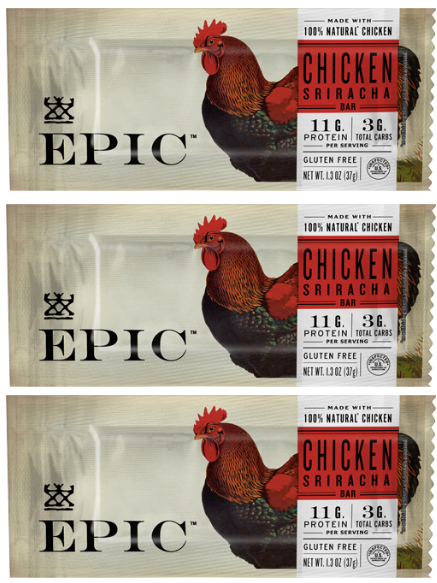 Epic Chicken Sriracha Protein Bar, 1.3 oz (CLEARANCE: best by February 24, 2023) 