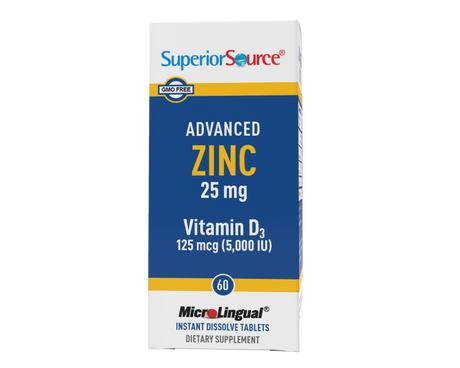Superior Source Advanced Zinc 25mg with Vitamin D3 5,000IU MicroLingual® Instant Dissolve Tablets 