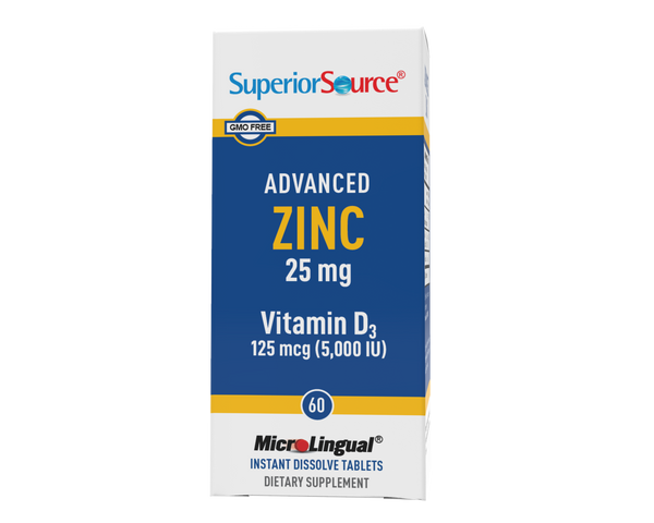 Superior Source Advanced Zinc 25mg with Vitamin D3 5,000IU MicroLingual® Instant Dissolve Tablets 