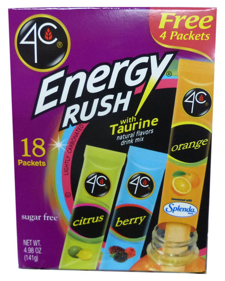 Mélange pour boisson énergisante sans sucre 4C en sachets individuels - Paquet varié / Une boîte