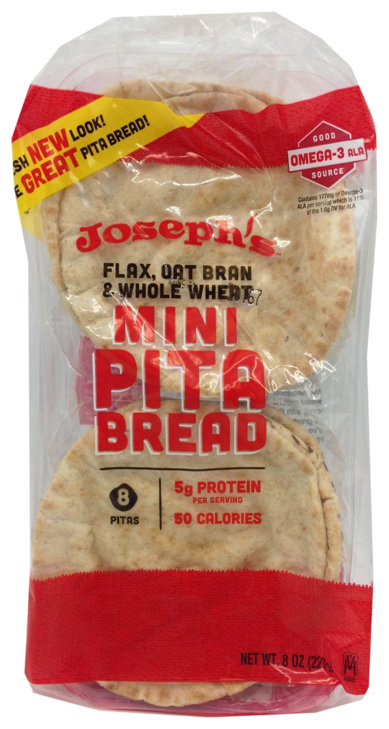 Joseph's Bakery Flax Oat Bran & Whole Wheat Mini Pita Bread