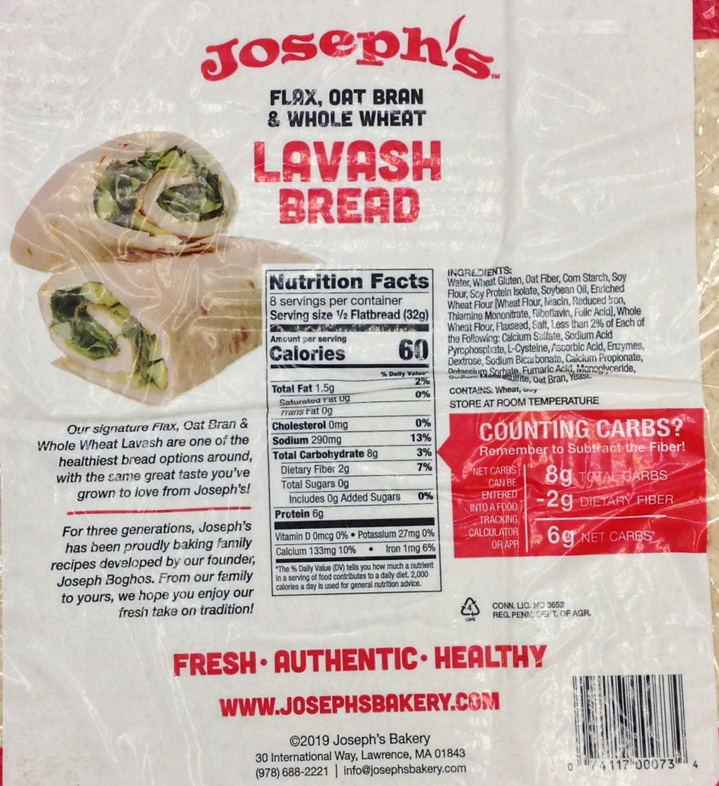Flax, Oat Bran & Whole Wheat Lavash – Joseph's Bakery