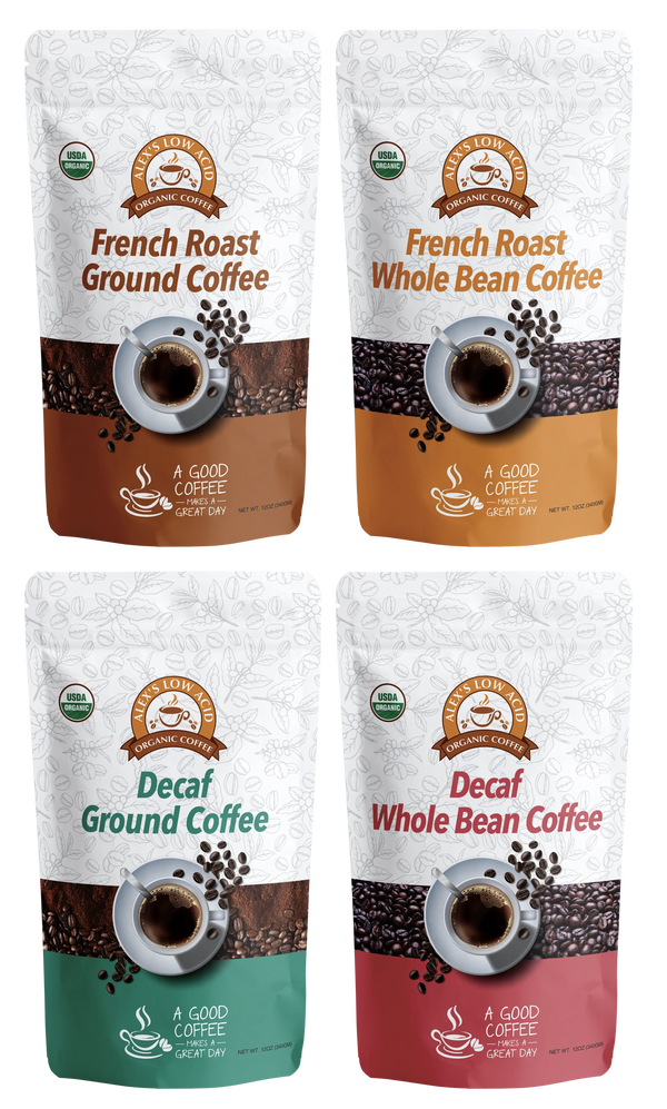 Alex's Low Acid Organic Coffee™ - 4-Bag Variety Pack (12oz) 