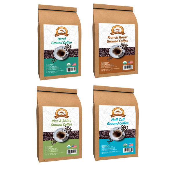 Alex's Low Acid Organic Coffee™ 5lb Bag Fresh Ground Variety Pack 